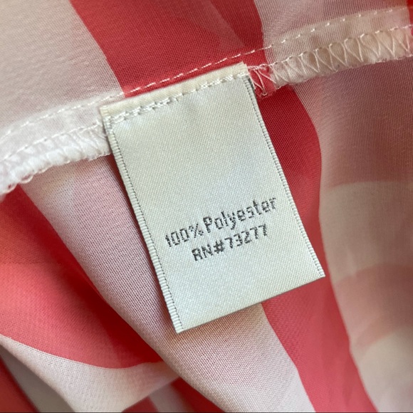 LC Lace Peterpan Collar Horizontal Coral Stripe Button Long sleeve XL Blouse - Picture 5 of 9